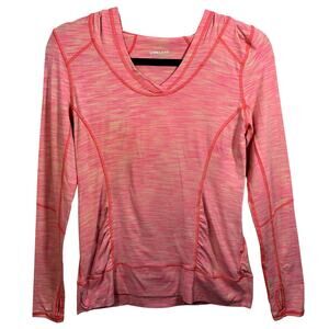 Long Sleeve Space Dye Workout Hoodie Top Womens S Stretchy Athletic Thumbholes